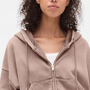 <b>Cropped</b> Hoodie With Custom Logo Design For Wholesale Bulk Buyers With <b>Zip</b> <b>Up</b> Closure And Hood Full Sleeves Design With Hood 2026 - Product Image 2