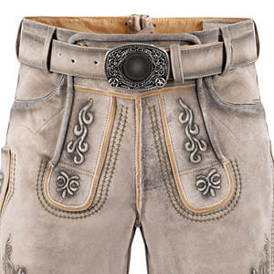 Disfraz personalizado de Oktoberfest bávaro para hombre 100% pantalones de cuero de ante de vaca genuino pantalones cortos alemanes Lederhosen para adultos - Product Image 3
