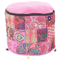 Housse de pouf ottoman de méditation bohème patchwork, faite main en corde de coton, multifonctionnelle, suspendue, ronde, pour ameublement doux
