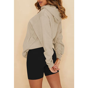 Femmes surdimensionné haut court à capuche personnalisé court longueur pull sweat décontracté hiver mode usine en gros - Product Image 3