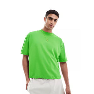 Col rond décontracté léger coton bio coupe ample t-shirts lavables en machine style surdimensionné t-shirts pour hommes vêtements quotidiens - Product Image 1