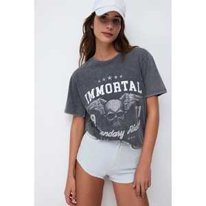 Camiseta Oversize Estampada con Efecto Lavado - Product Image 1