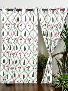 Classically Styled Indian Luxury <b>Window</b> & Door <b>Curtains</b> Hand Block Printed Cotton Fabric for Bedroom & Living Room - Product Image 5