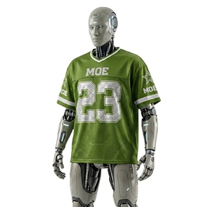 Camiseta de Fútbol Americano con Pedrería Verde para Hombre, Talla Grande, Malla Transpirable, Brillante, Estilo Hip Hop, Ropa Urbana, Camiseta de Equipo - Product Image 1