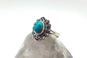 Bijoux pour femmes Bague style bohème argent Bijoux en argent sterling 925 Turquoise Gemstone Tendance Bague faite à la main Cadeau pour l'amour - Product Image 3