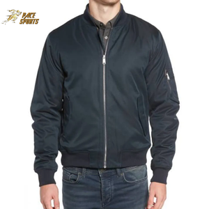 2024 personnalisable hommes fermeture éclair Bomber vestes haute rue haut vente Premium Design col montant haute qualité bleu haut vêtements - Product Image 4