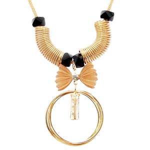 Urthn สร้อยคอลูกปัดและแก้วประดับมุกสีโรสโกลด์ประดับเพชรของขวัญแฟชั่น - Product Image 1