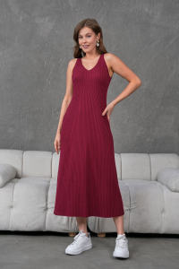 เดรสไหมพรมคอวีสำหรับผู้หญิง ดีไซน์หรูหรา แขนกุด ระบายอากาศได้ดี ผ้าถักคุณภาพสูง รับผลิตตามแบบ (OEM) - Product Image 2