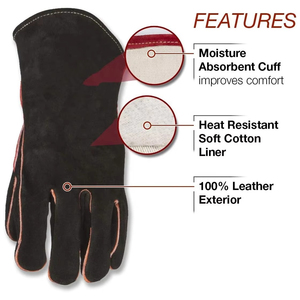 Gants de soudage MIG cuir robuste résistant à la chaleur protection Premium longue manchette pour gants de soudage MIG supplémentaires - Product Image 6