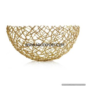 Tazón de fruta con ramas de aluminio y metal al por mayor, mesa chapada en oro y metal de calidad de lujo, mesa de comedor decorativa para el hogar, cuencos para servir - Product Image 6
