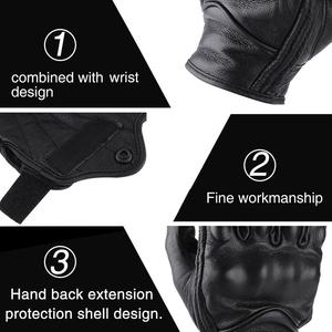 Gants de moto en cuir, gants de moto pour la conduite à vélo, gants de moto confortables à doigts entiers, gants de moto d'été - Product Image 4