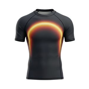 เสื้อรัดกล้ามเนื้อระบายอากาศ แห้งเร็ว ยืดหยุ่นได้ ผลิตจากโพลีเอสเตอร์ผสมสแปนเด็กซ์ ป้องกันรังสียูวี 50 สำหรับฝึกซ้อม MMA BJJ และกีฬาต่อสู้ - Product Image 1