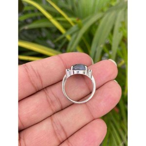 Oval Cut Blue Sapphire <b>Ring</b> 925 Sterling <b>Silver</b> Handmade Gemstone <b>Ring</b> Wholesale Jewelry Supplier - Product Image 4