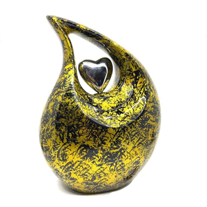 Modern Golden Yellow Black Burst Tie-Dye Teardrop Aluminium Urn for Adult Human Ashes Memorial Eco-Friendly Cremation <b>Jar</b> - Product Image 4