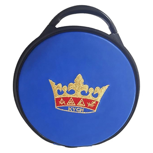 Maçonnique Regalia Royal Arch Bleu Couronne Cap Broderie Chapeau Étui De Transport Tout Nouveau Personnalisé Brodé En Cuir Léger - Product Image 6