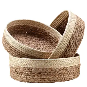 Round Rattan Baskets Set For Organizing Wicker Storage Basket For Fruit Bread Serving Decorative Gift Baskets Empty