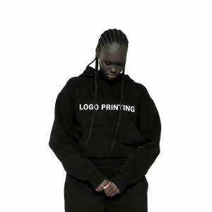 Sudadera con Capucha de Algodón de Felpa Gruesa de Alta Calidad, Impresión Puff, Hombros Caídos, Estilo Holgado, Logotipo Personalizado, Fabricantes de Sudaderas con Capucha OEM - Product Image 3