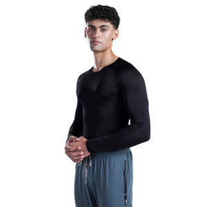 Người Đàn Ông Của Dài Tay Áo Nhanh Chóng Khô Nén Áo Sơ Mi Biểu Tượng Tùy Chỉnh Phòng Tập Thể Dục Bodysuit Với Dưới Cơ Sở Lớp Thể Thao Jumpsuit - Product Image 5