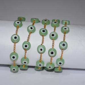 Magnifique chaîne de chapelet en perles d'œil de péridot vert de 4 mm, plaquée or, faite à la main, pour la fabrication de bijoux - Product Image 5