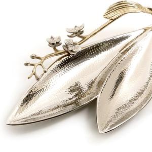 Bol à servir en métal personnalisé, design luxueux, écologique, plaqué argent, aluminium, design martelé, fruits secs, noix de cajou - Product Image 2