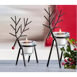 Juego al por mayor de 2 portavelas de Reno navideño, artículos de decoración navideña de Indian Metal World - Product Image 4