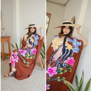Stylish womens kaftan with hand painted details perfect for home wear special occasions beach outings or relaxed gatherings - Product Image 4