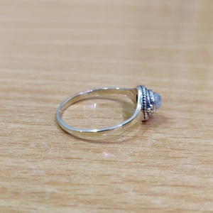 แหวนเงินมูนสโตนสีน้ำเงินเข้มสไตล์วินเทจของขวัญงานหมั้นงานแต่งงานที่สวยงามขนาดเล็กสำหรับคริสต์มาส - Product Image 3