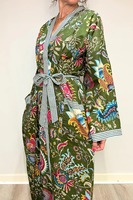 Kimono en coton vert pour femme Robe de chambre grande taille pour les mariées Kimono d'été pour femme