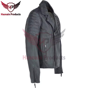 Chaqueta de motociclista clásica de otoño e invierno de estilo callejero para hombre, cuero de PU a la moda con capucha extraíble con patrón de logotipo personalizado - Product Image 4