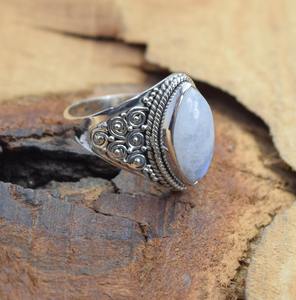 Classical <b>Ring</b> Jewelry For Women Silver Boho Style Jewelry 925 Sterling Silver Moonstone Gemstone Handmade <b>Ring</b> Gift For Wife - Product Image 4