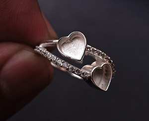 แหวนเพทาย925สเตอร์ลิงสำหรับผู้หญิงเครื่องประดับเปล่ารูปหัวใจขนาด6x6มม. มีสไตล์ล่าสุด - Product Image 3