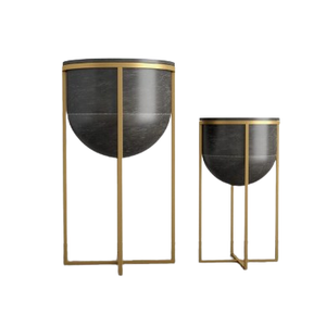 Ensemble de luxe de 2 jardinières en métal plaqué or pour l'intérieur, pot de fleurs décoratif moderne pour la maison, le bureau, l'hôtel, résistant à la rouille - Product Image 2