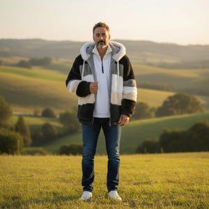 Mens Solid Sherpa <b>Hoodie</b> Jacket Plush Fleece Zip-Up Winter Coat Hood | <b>Soft</b> Warm 100% Cotton Waterproof Windproof - Product Image 3