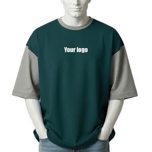 Camisetas de estilo holgado con logotipo personalizado para hombre, 280 g, 100 % algodón, manga caída, camiseta gruesa de algodón, camiseta extragrande sin estampado. - Product Image 1