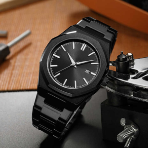 นาฬิกาควอทซ์สุดหรูสำหรับผู้ชายหน้าปัดสีดำกันน้ำชุดการแสดงผลวงกลมสายหนังพรีเมี่ยมนาฬิกาที่สง่างาม - Product Image 4