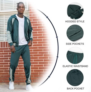 Chándal de talla grande para deportes al aire libre de invierno para hombre, Sudadera con cuello de gimnasio y cremallera, pantalones de chándal para trotar, ropa con logotipo de Fitness para - Product Image 4