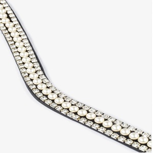 Vente en gros de cristaux et de perles personnalisés en forme de vague décorative en cuir anglais noir Horse Brow Band en pleine taille Cob - Product Image 4