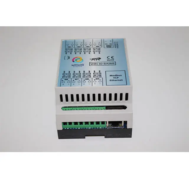 Módulo IO com 8 portas de entrada analógica e interface Modbus TCP Ethernet