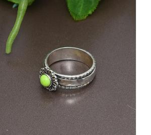 Gaspeite <b>Spinner</b> <b>Ring</b> for Women Handmade in 925 Sterling Silver Natural Green Gemstone <b>Ring</b> Unique Artisan Engagement <b>Ring</b> - Product Image 2