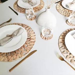 Échantillons gratuits DHT Artisanat Tissé À La Main En Rotin Chargeur Plaque Tissé Napperon pour Table À Manger ou Décoration De Mariage - Product Image 4