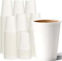 Gobelets à café en papier blanc jetables de 12 oz, lot de 100, conception épaissie pour cafés, bistros, fêtes et événements