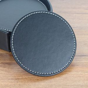 Durable leather coasters with attractive grain pattern and premium finished made for luxury drinkware <b>table</b> setting - Product Image 2
