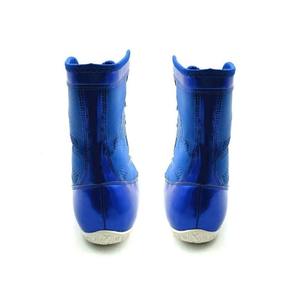 Chaussures de sport athlétiques montantes bleues, respirantes en maille, baskets de sport professionnelles avec sangle à boucle et crochets réglable - Product Image 5