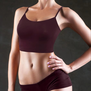 Top en dentelle tricotée solide pour femmes, débardeur court côtelé extensible sans manches, camisole d'été, mode décontractée quotidienne, léger, 100% - Product Image 1