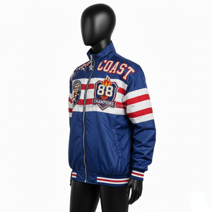 Veste Coupe-Vent pour Femme GSM Nylon Shell Rouge Blanc Bleu Panneaux Brodés Logo Personnalisé Zip Up Style Veste Coupe-Vent Pour Femmes - Product Image 4