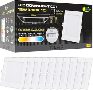 Faretto LED da Incasso Quadrato 12W con Base in Alluminio per Soffitto, Spotlight LED da Interno con CCT Selezionabile 3000K 4000K 6000K - Product Image 1