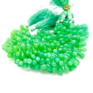 Natural Chrysoprase Faceted Teardrop Bead Chrysoprase Side Drop Briolette Bead Necklace Handmade Jewelry Pendant Earrings Making - Product Image 2