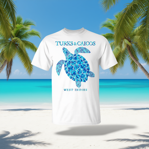 T-shirt souvenir des îles Turcs et Caïcos pour garçons et filles, motif tortue de mer, vêtements promotionnels - Product Image 3