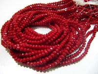 Perles de bijoux en quartz hydrofuge de couleur corail rouge, facettées en rondelle, de haute qualité, certifiées par un tiers, taille 4 mm