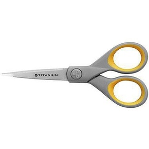 Tijeras Universales Westcott TITAN SUPER de 127 mm con Recubrimiento de Nitruro, para Zurdos y Diestros, Color Gris Acero/Amarillo - Product Image 1